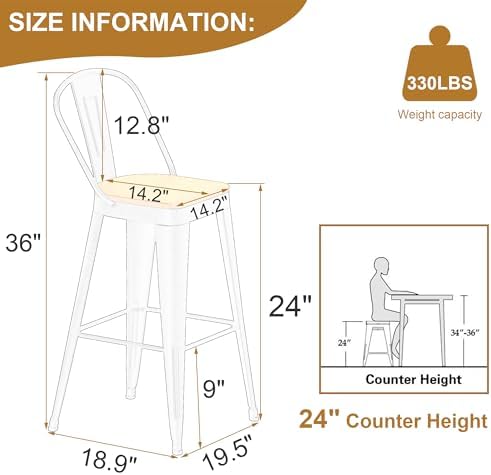 Metal Bar Stools Set of 4 - Image 2