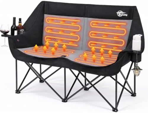 Heated Double Camping Chair Oversized Camp Loveseat by CAMPINGEQUIPMENT