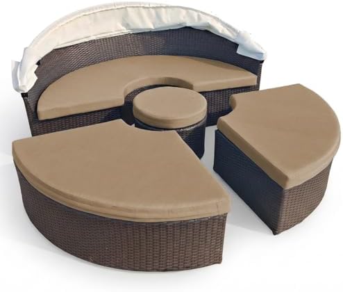 84" Outdoor Round Daybed Cover Replacement -4 Set- Wate Repellent & Fade by SOWINOS