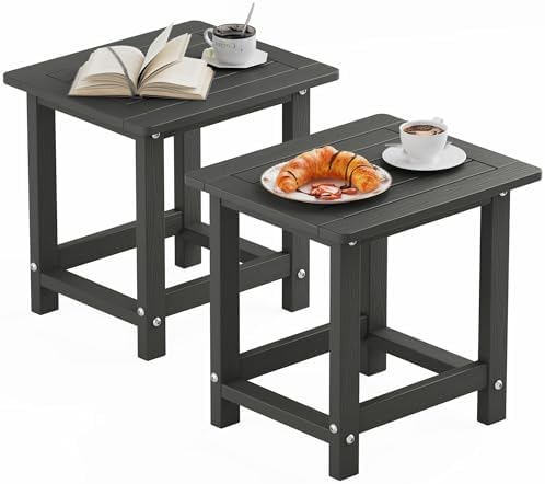 YEFU Outdoor Side Table Set of 2, All-Weather, Maintenance Free, Dark Gray by YEFU