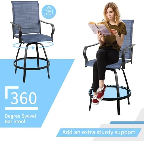 Shintenchi 3PC High Top Patio Table and Chairs, Outdoor Bar Stools Set - Image 3