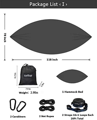 Hammock Camping with Rain Fly Tarp and Net, Portable Camping Hammock Double - Image 5
