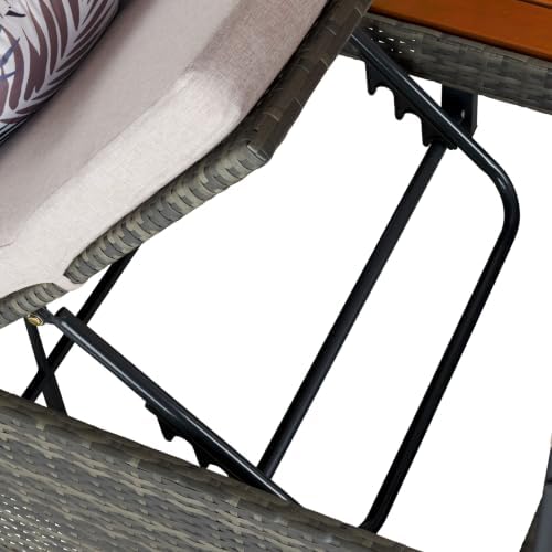 SAFAVIEH Outdoor Adora Daybed, 78.7" Grey Brown & Taupe PAT7758A - Image 4