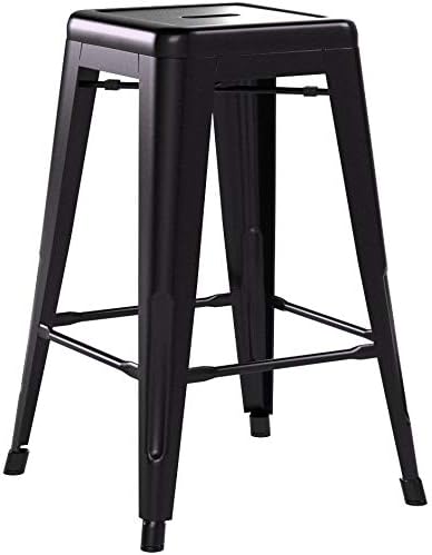 FDW | 24" Metal Bar Stools | Black | Set of 4 - Image 5