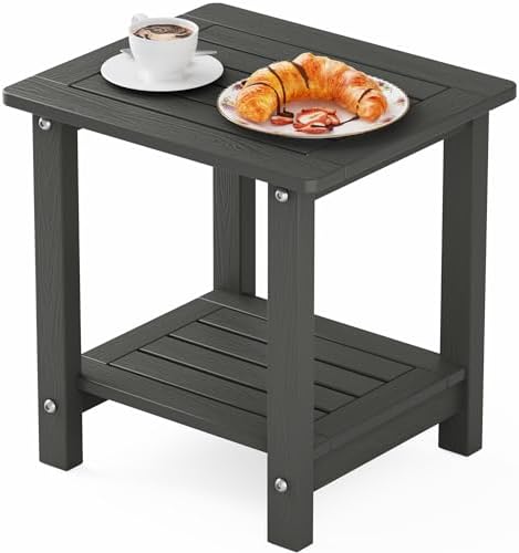 YEFU Outdoor Side Table for Patio, All Weather HIPS, Dark Gray by YEFU