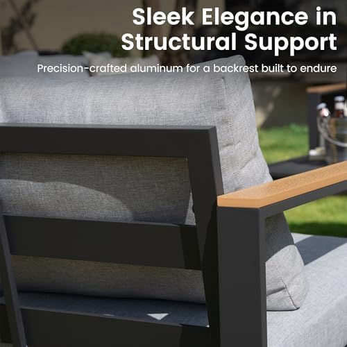 Aluminum Outdoor Patio Loveseat, Metal Double Seat Sofa - Image 5