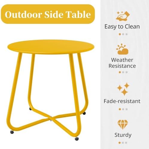 Lemon Yellow Patio Side Table, Pool & Tailgate, Rust-Resistant Lightweight - Image 3