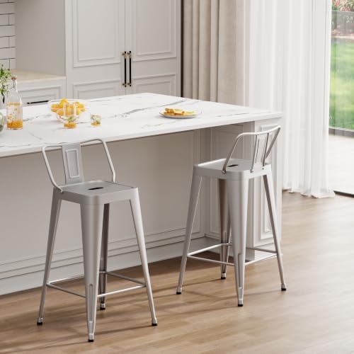 Metal Bar Stools Set of 4, 26 Inch Counter Height Stools - Image 3