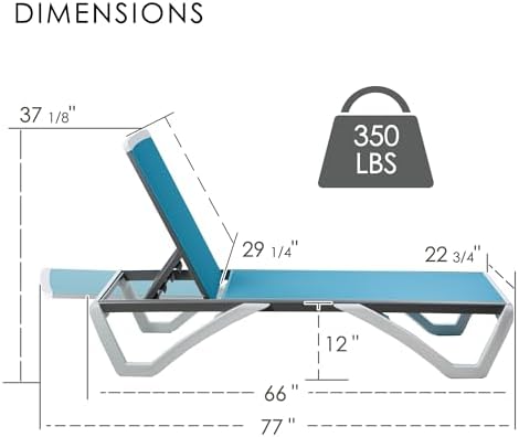 Kozyard Outdoor Chaise Lounge Chair, Full Flat Adjustable Patio Lounger - Image 2