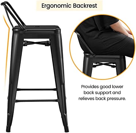 Yaheetech 26 Inch Metal Bar Stools Set of 4 Bar Chairs - Image 5