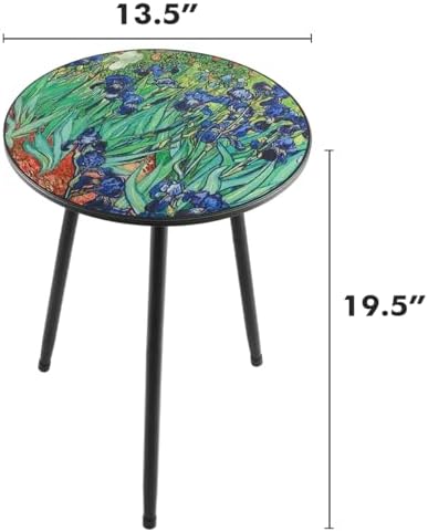 Party Zealot 2 Packs Metal Outdoor Side Table Irises Patio Side Tables - Image 3