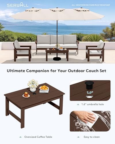 SERWALL HDPE Patio Coffee Table, All-Weather Coffee Side Table - Image 7