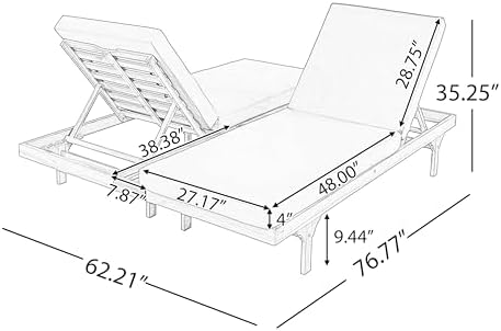 Christopher Knight Home Acacia Wood Chaise Lounge Chair Set of 2, Double/Single - Image 2