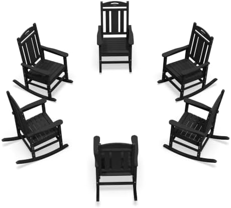 Oversized Outdoor Rocking Chairs Set of 6, 380lbs Heavy-Duty Large Patio Rocker by CIOKEA