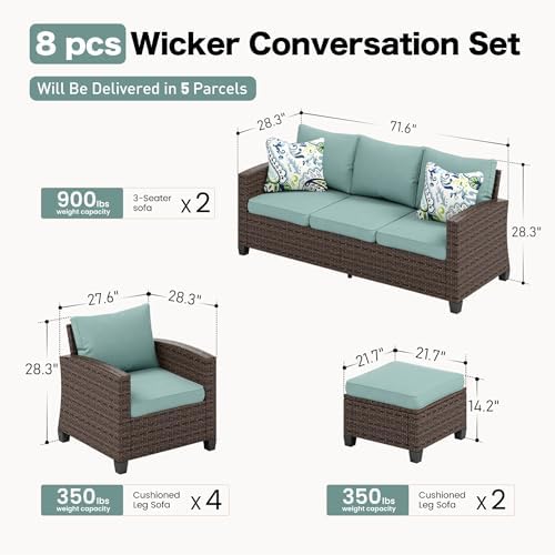 Patio Furniture Set Outdoor Brown Wicker Conversation Sets - Image 6