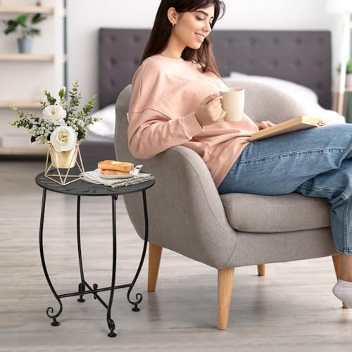17Inch Height Patio Side Table, Outdoor Metal Side Tables, Weather Resistant - Image 2