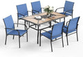 7pc Patio Dining Set, 60”Metal Table & 6 Chairs by SUNSHINEVALLEY