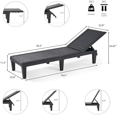 Nestl Patio Lounge Chair Outdoor, Sun Tanning Chair, Chaise Lounge Outdoor - Image 3