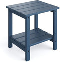 Adirondack Outdoor Side Table 18”x15“, HDPE 2-Tier Patio End Table by GarveeLife