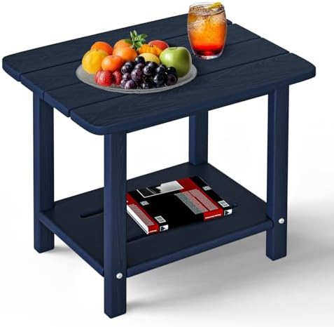 2-Tier Outdoor Side Table, HDPE Patio End Table by nevilywood