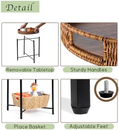 19in Round Rattan Side Table - Image 6