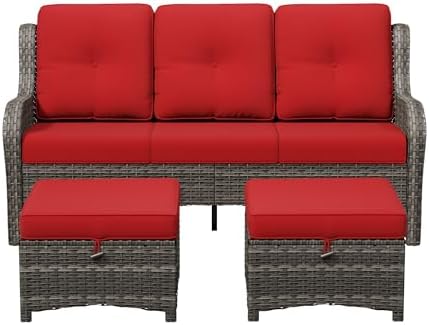 3-Piece Outdoor Couch Set, Include Wicker Patio Sofa by Gardenbee