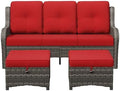 3-Piece Outdoor Couch Set, Include Wicker Patio Sofa by Gardenbee