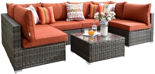7 Pieces L Shaped Outdoor Patio Sectional Furniture - Image 6