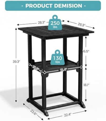 Ciokea 28" Outdoor Bar Table - Image 3