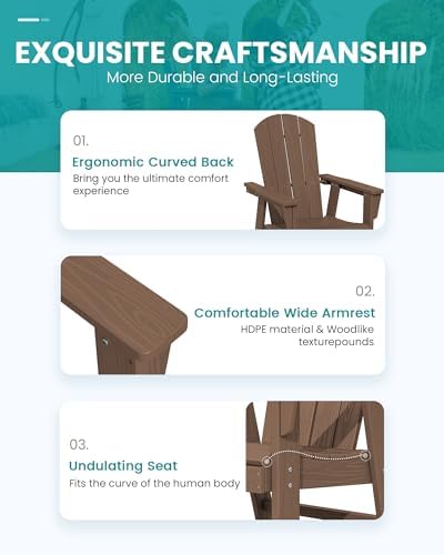 SERWALL Outdoor Adirondack Dining Chair Set of 2, All Weather HDPE - Image 3