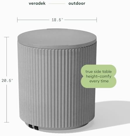 Veradek 21in Outdoor Cooler Side Table, Stone-Plastic Composite, Weather - Image 2