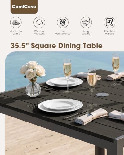 Aluminum Patio Table and Chairs Set, HDPS Outdoor Dining Set - Image 6