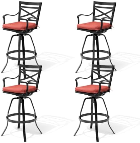 30" Outdoor Swivel Bar Stools Set of 4, Aluminum Bar Height Chairs by Pellebant