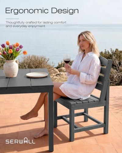 SERWALL Outdoor Dining Set, 7 Piece Armless Dining Set - Image 5