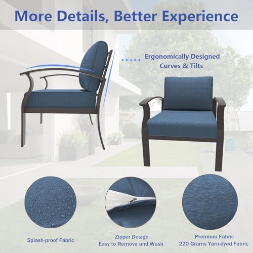 ALAULM Aluminum 2-Seat Patio Furniture Set, Metal Outdoor Furniture Sectional - Image 4