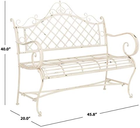 SAFAVIEH Outdoor Abner Metal Bench - Image 3