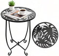 Small Round Outdoor Side Table, Metal Patio End Table, 11 x 15 in by Unknown