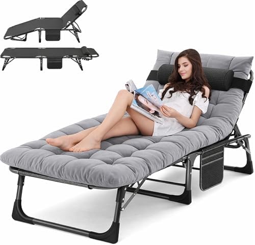 ABORON Lounge Chair, 5-Position Padded Folding Chaise Lounge by ABORON