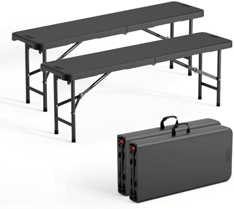 VINGLI 4 feet Plastic Folding Bench, Portable in/Outdoor Picnic Party Camping by VINGLI