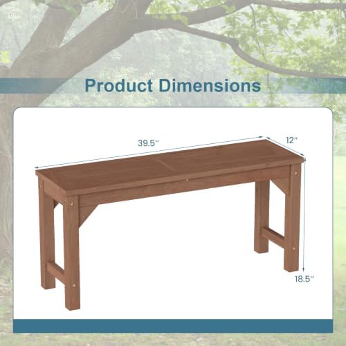 Tangkula 40" Fir Wood Outdoor Bench Backless, 2-Person Patio Dining Bench - Image 3