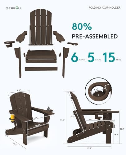 SERWALL Outdoor Adirondack Chair Set of 8 - Image 4