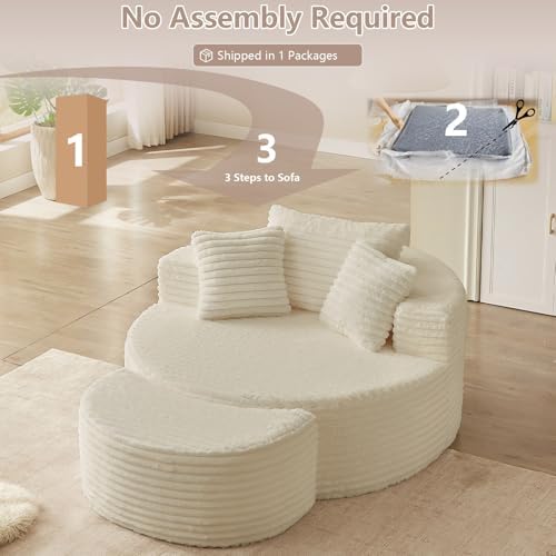 74.6" Oversized Round Chaise Lounge Chair - Image 4