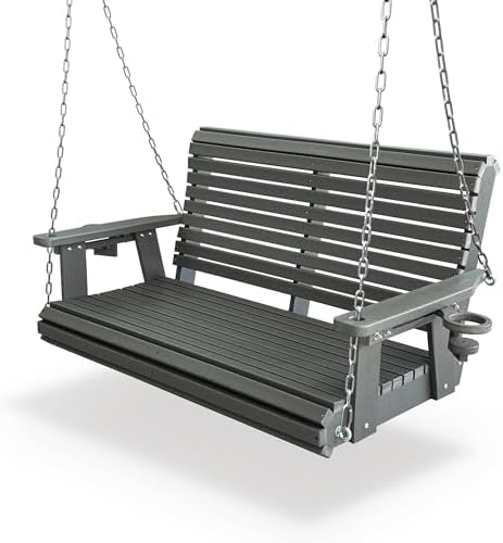 HDPE Porch Swing with 18/8 Stainless Steel Bolts, 4 FT, Stone Gray by FortuneCandy