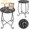 1-Pack Small Metal Plant Stand Indoor Outdoor 10-Inch Round Mini Side Table by Unknown