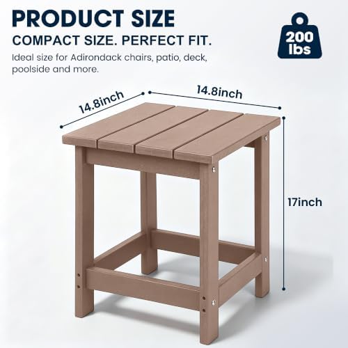 Patio Side Table, Heavy Duty HDPE Outdoor End Table - Image 3