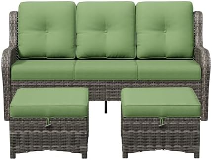 3-Piece Outdoor Couch Set, Include Wicker Patio Sofa by Gardenbee