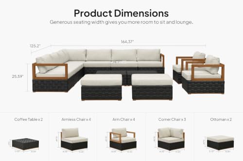 PURPLE LEAF Outdoor Furniture Set 13 Pieces Premium Leather Black - Image 2