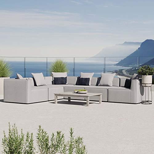 Modway EEI-4385-GRY Saybrook Patio Upholstered 6-Piece Sectional Sofa in Gray by Modway