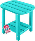 2-Tier Patio Side Table, Heavy Duty HDPE Outdoor End Table by LZRSPET