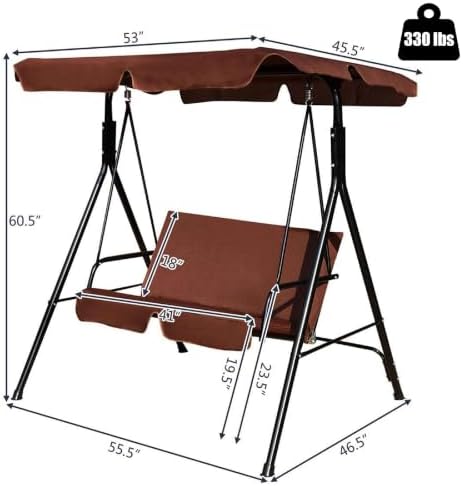 Tangkula 2 Person Porch Swing, Outdoor Swing - Image 5